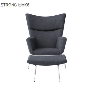 Durable alta Tela Gris cubierta de lujo silla con pasamanos perezoso silla en la sala de - Product Image 2