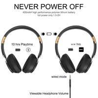 Casque de jeu sans fil supra-auriculaire avec coussinets en similicuir à mémoire de forme, pliable, Bluetooth 5.0, autonomie de 30h, pour le sport et la protection auditive