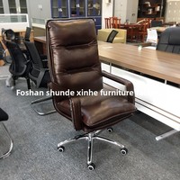 Chaise de bureau exécutive en cuir, moderne, minimaliste, ergonomique, réglable en hauteur, pivotante, dossier haut, accoudoirs, pour bureau, étude, maison