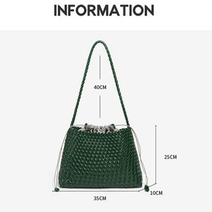 Bolsos de Hombro Negros para Mujer, Bolso de Hombro de Cuero PU, Tejido a Mano, Gran Capacidad, Bolso de Axila para Dama, Venta al por Mayor de Fábrica - Product Image 4