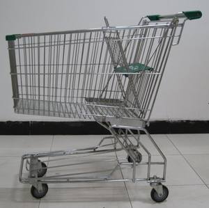 MOQ 100 PCS Zinc + Clear Coating 135L Asian Style Supermarket Shopping Trolly, <strong>Steel</strong> <strong>Push</strong> <strong>Cart</strong> - Product Image 6