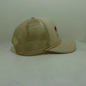 Chapeaux de camionneur en mousse de couleur beige de qualité supérieure broderie plate personnalisée 5 panneaux, casquettes de camionneur unisexes casquette de sport personnalisé Gorras au Vietnam - Product Image 4