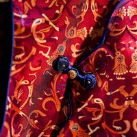 Nouvelle veste sans manches ample en soie de mûrier et brocart Shu, style chinois, rouge festif, col rond, pour femme 5560