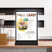 Support de menu double face en acrylique sans fil à LED pour table, rechargeable, pour affichage publicitaire, vente en gros
