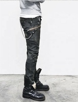 Jeans skinny cargo en denim pour homme, effet nuage foncé enduit de cire