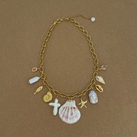YML & Summer Ocean 18K Or Acier Inoxydable DIY Shell Dophin Étoile De Mer Crabe Perle Croix Charme pour La Fabrication De Bracelets