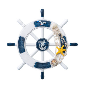 Mediterranean Style Wooden Ship Wheel <b>Wall</b> <b>Decor</b> For Children's Room Home Decoration Circular Pine Material Scenic Pattern - Product Image 4