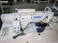 Machine à coudre semi-sèche JUKI LH-3528 d'occasion à 2 aiguilles, système de couture à point noué, avec composant moteur central