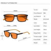SR SR5105-WD-7 Gafas de Sol Infantiles Modernas de Alta Calidad con Armazón TR90 de Dos Tonos, Lentes Clásicas Rojas, Naranjas y Amarillas, Ligeras, Unisex, Anti-UV