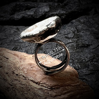 Bague ouverte ajustable en agate de cristal druzy naturel vintage, faite à la main, plaquée argent, bijoux bohèmes pour cadeau, vente en gros