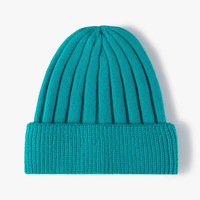 Casquette en tricot côtelé vertical à revers, 100 % acrylique extensible, épaisse, chaude, pour femme, idéale pour les trajets quotidiens, les activités de plein air et les tenues assorties.
