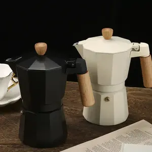 Heiß verkaufendes neues Design Weiß Schwarz Beschichtung Aluminium Tropf Italien Moka Pot Espresso Kaffee maschine 3 Tassen 6 Tassen Barista Herd Topf