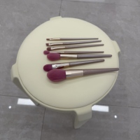 Yeni tasarım yüksek kalite ama ucuz 7 parça makyaj fırçası kiti ile ahşap saplı ve sentetik saç brobrode Maquillaje