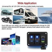 Panneau d'interrupteurs 2 voies avec chargeur USB et PD Type C, voltmètre pour voitures, camions, bateaux, camping-cars, LED bleue