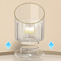 Organisateur de pinceaux de maquillage rotatif rond en plastique transparent pour comptoir de bureau