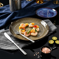 Assiette en céramique pour légumes, usage domestique, restaurant, vaisselle en céramique, assiette plate irrégulière peu profonde pour le petit-déjeuner, les fruits et le poisson