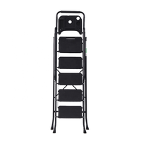 Échelle pliable en acier robuste avec plateau à outils, 5 marches, noire, antidérapante, en plastique, pour usage extérieur et salle de bain – Sélection sur mesure