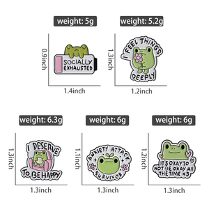 Heureux grenouille émail broches citation positive Animal broche revers Badge bijoux cadeau pour enfants amis vêtements sac - Product Image 6