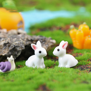 ตุ๊กตากระต่ายสีขาวทำจากเรซิ่น ของตกแต่งจิ๋วรูปสัตว์น่ารัก เหมาะสำหรับตกแต่งภูมิทัศน์และงาน DIY - Product Image 4