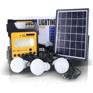 Conjunto completo pequeño kit de iluminación solar portátil para el hogar VENTILADOR DE CC LED TV