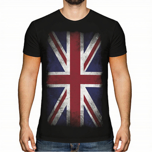 Custom Logo <b>UK</b> Flag 3D Print Men's Retro Casual Short Sleeve Crew Neck <b>T</b>-<b>shirt</b> Summer Outdoor Clothes <b>100</b>% <b>Polyester</b> 180g Blank - Product Image 3