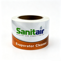 Rouleau d'étiquettes personnalisées imprimées pour nettoyant d'évaporateur Sanitair, autocollants en vinyle imperméables pour climatisation HVAC, parfumés et auto-adhésifs