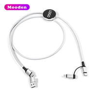Câble de charge rapide 4-en-1 Mooden 60W 3A avec logo LED lumineux pour iOS Type-C