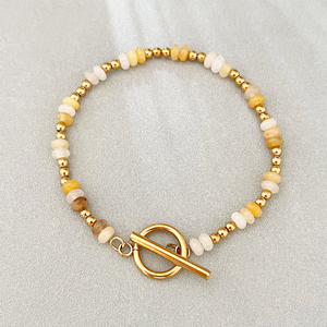 Pulsera de Cadena de Acero Inoxidable con Cuentas Planas de Piedra Natural Estilo Bohemio, Accesorios de Piedras Hechos a Mano <span class=keywords><strong>Originales</strong></span>, Joyería para Mujer - Product Image 1