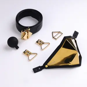 SM Lockink Mask Gold Color Bondage Kit With Mouth Gag Ball Bondage Gear