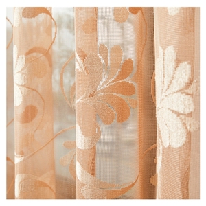 <span class=keywords><strong>Tende</strong></span> in pizzo ricamato in oro lavorate a maglia <span class=keywords><strong>giallo</strong></span> <span class=keywords><strong>chiaro</strong></span> con foglie in Voile trasparente in poliestere - Product Image 4