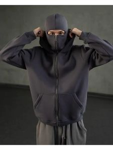 <span class=keywords><strong>Sweat</strong></span>-shirt à <span class=keywords><strong>capuche</strong></span> zippé décontracté et chaud <span class=keywords><strong>avec</strong></span> masque intégré, idéal pour les activités de plein air - Product Image 2