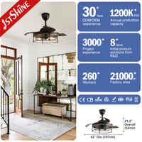 Ventilateur de plafond 1stshine 42 pouces avec télécommande, lames rétractables, haute performance, qualité supérieure, avec lumière, vente en gros