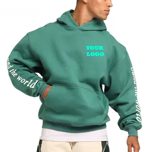 Wholesale Hot Style heavy gsm Cotton Boxy Hoodie No String Heavyweight Sweatshirt Letter Printing 3d Puff Oversized Hoodies