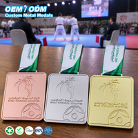 Op maat gemaakte gepolijste vierkante zinklegering medaille goud zilver brons karate wedstrijd award voor vechtsport evenement souvenir prijs