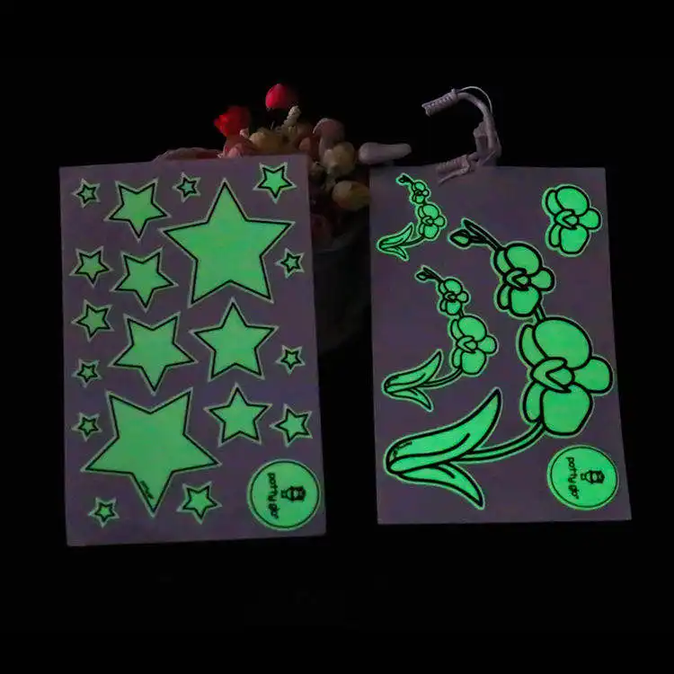 Etiqueta autoadhesiva de árbol de Navidad fluorescente brillante oscuro luminoso, pegatina de pared, etiqueta adhesiva personalizada