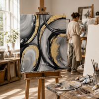 Peinture à l'huile Art Déco 100% faite à la main sur toile de coton 450 GSM avec cadre inclus, taille personnalisée pour usage domestique et commercial