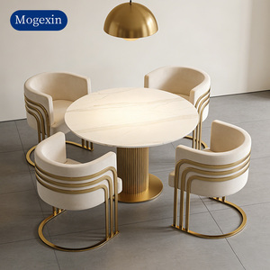 เก้าอี้รับประทานอาหารสไตล์ยุโรปทันสมัยสุดหรูหุ้มผ้ากำมะหยี่พร้อมที่วางแขน เหมาะสำหรับใช้ในโรงแรม บ้าน สำนักงาน และโรงเรียน - Product Image 1