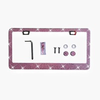 NOUVEAU Cadre de plaque d'immatriculation de voiture en cristal scintillant pour femmes, cadre de plaque d'immatriculation en strass, support de plaque d'immatriculation, accessoires de voiture avec vis 31*16cm