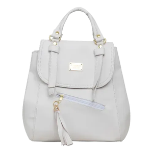Fana Women's <b>White</b> Backpack 15L Lightweight PVC Polyester Lining Fashionable Daily Use with Zipper <b>Pocket</b> and Tassel Handle - Product Image 1