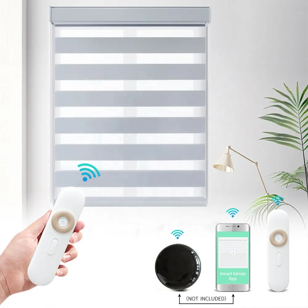 Blackout Smart Window Motorized Blinds WiFi Alexa Remote Control Day And Night Zebra Roller Blinds Motorized