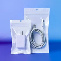Sacs refermables en film perlé avec logo imprimé personnalisé, emballage en plastique translucide pour étuis de téléphone portable et câbles, taille personnalisée