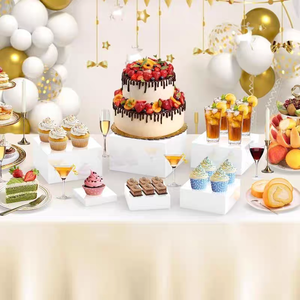 Juego de cubos de exhibición de acrílico blanco personalizado, elevadores de buffet de catering de 5 lados, soporte de exhibición de comida giratorio para fiesta de boda, estante de <span class=keywords><strong>ropa</strong></span> - Product Image 6