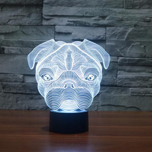 Lindo perros 3D lámpara Pugs luz de noche Animal de dibujos animados <span class=keywords><strong>genio</strong></span> gafas perro de Navidad de los niños, regalos de cumpleaños para mascotas de juguete - Product Image 1