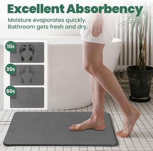 Tapis de bain en diatomite fabriqué à la machine, écologique, couleur unie, super absorbant, séchage rapide, antidérapant, en pierre naturelle, vente en gros - Product Image 3