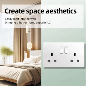 Enchufes conmutados ultrafinos <span class=keywords><strong>de</strong></span> pared <span class=keywords><strong>de</strong></span> 2 bandas, 13A, blancos, doble Reino Unido, Singapur, <span class=keywords><strong>Irlanda</strong></span>, <span class=keywords><strong>enchufe</strong></span> estándar, <span class=keywords><strong>tipo</strong></span> 146, Panel <span class=keywords><strong>de</strong></span> PC para uso doméstico y hotelero - Product Image 3