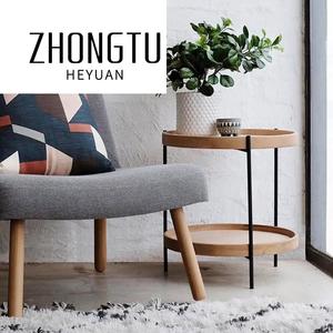 <span class=keywords><strong>Table</strong></span> d'appoint ronde <span class=keywords><strong>en</strong></span> bois massif de designer moderne Support <span class=keywords><strong>en</strong></span> acier pour coin salon Centre café Petite <span class=keywords><strong>table</strong></span> <span class=keywords><strong>à</strong></span> thé double couche - Product Image 3