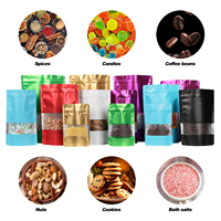 Pochette en plastique refermable personnalisée colorée à fermeture éclair emballage alimentaire debout avec fenêtre transparente