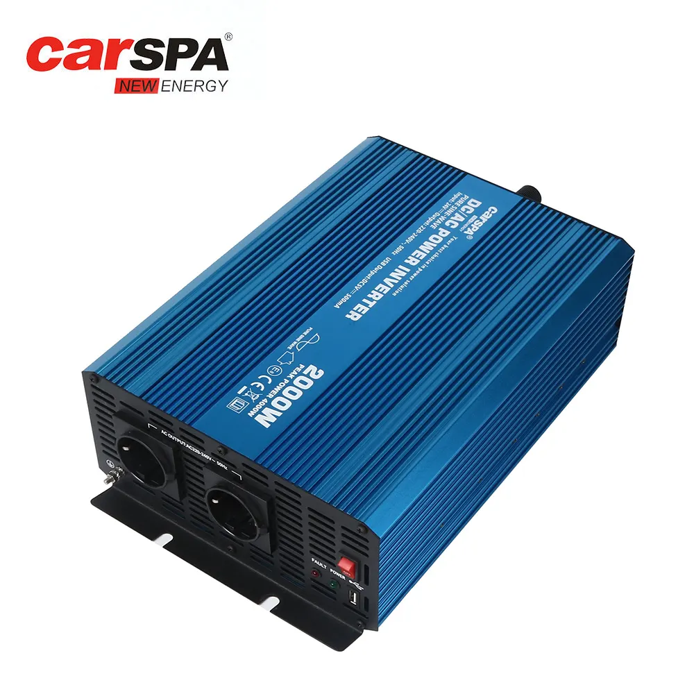 CARSPA OEM DC 12V 24V 48V AC 220V 2000W инвертор немодулированного синусоидального сигнала 2 кВт инвертор солнечной/автомобильной/бытовой системы питания