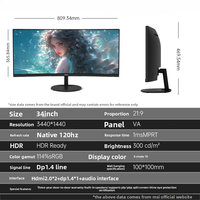 Moniteur Ultrawide For Pro Mp341cq E12 34 pouces UWQHD 120Hz 1500R avec haut-parleurs intégrés, nouveau, DP LCD, pour le jeu et le bureau