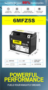 Batterie de moto 12V 5AH, <span class=keywords><strong>prix</strong></span> d'usine, batterie sans entretien pour UTV, ATV, scooter, CCA élevé, démarrage instantané - Product Image 4